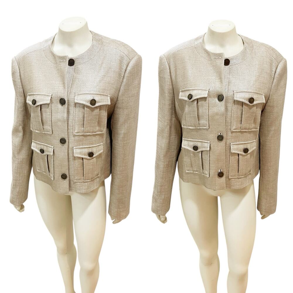 Ted Baker Trisca Cropped Cargo Jacket In Natural Large